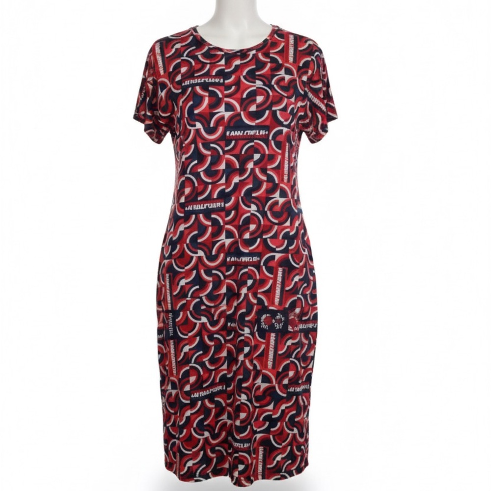 Lularoe Maria XXS Modern Print Midi Dress Polyester Rayon Spandex Blend